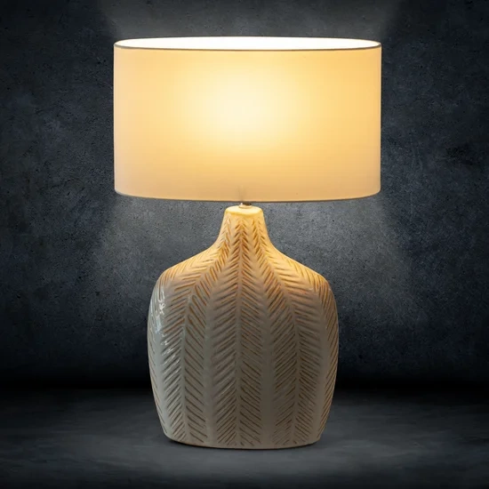 Krem-zlatna keramička lampa s reljefnim uzorkom Liza 38x18x58