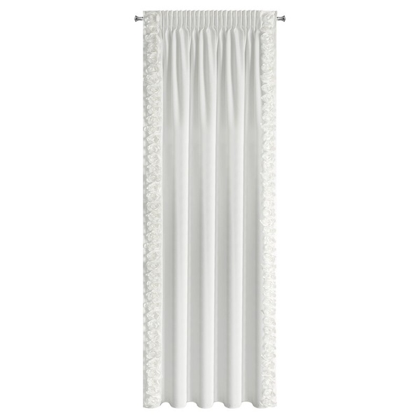 Ekskluzivna baršunasta zavjesa ukrašena 3D aplikacijom ruže 140x270 cm traka - ROSES Eva Minge