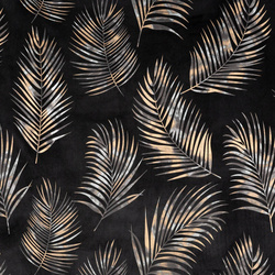 Crna zavjesa od mekog baršuna sa sjajnim printom palminog lišća 140x250 Gloria 