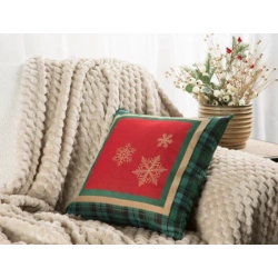 Tapiserija jastučnica s božićnim motivom rešetke i zlatne pahulje 45x45 Cherry