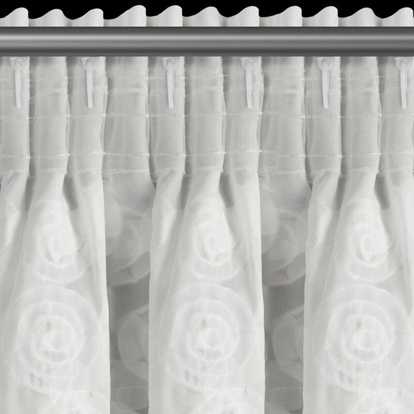 Bijela šifonska zavjesa ukrašena trodimenzionalnim ružama, 350x270 cm, traka - DIANA