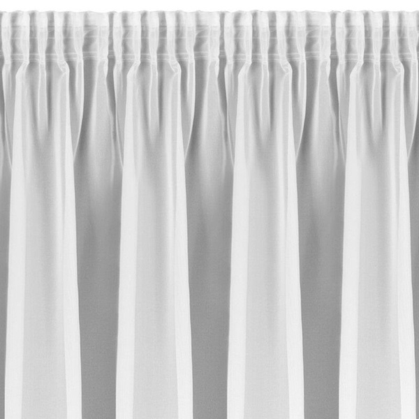 Bijela šifonska zavjesa ukrašena izvezenom aplikacijom, traka 400x140 cm, LILI