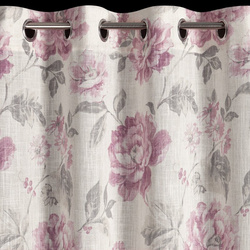 Zavjesa 140x250 od tkanine s dodatkom lana, ukrašena suptilnim cvjetnim printom- DAVENA