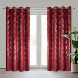 Bordo baršunasta zavjesa sa sjajnim printom, 140x250 cm - INGRID