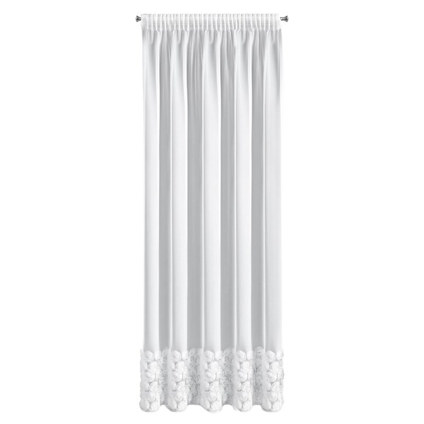 Bijela mrežasta zavjesa ukrašena 3D aplikacijom ruže, 140x270 cm - traka ROSES3 - Eva Minge