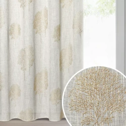 Zavjesa od prirodnog tkanja ukrašena konveksnim uzorkom drveća, 140x250 cm - SALINA s dodatkom lana