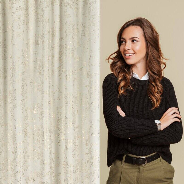 Zavjesa 140x270 , baršun, s printom sitnih listića Felis