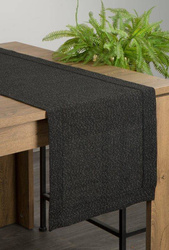 Trkač za stol crni s ukrasnim rubom i srebrnim koncem 40x180 Stella 1