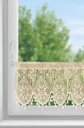 Kuhinjska zavjesa u boho stilu ukrašena suptilnim resama 150x30 cm MOLY tunel