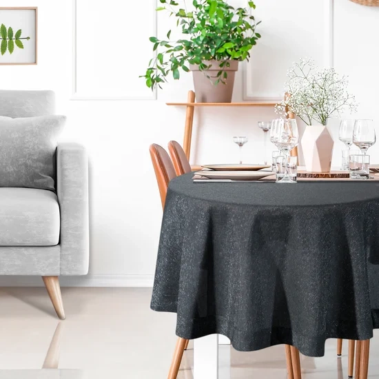 Okrugli stolnjak sa strukturom platna i srebrnom niti ∅ 180 cm Stella 2