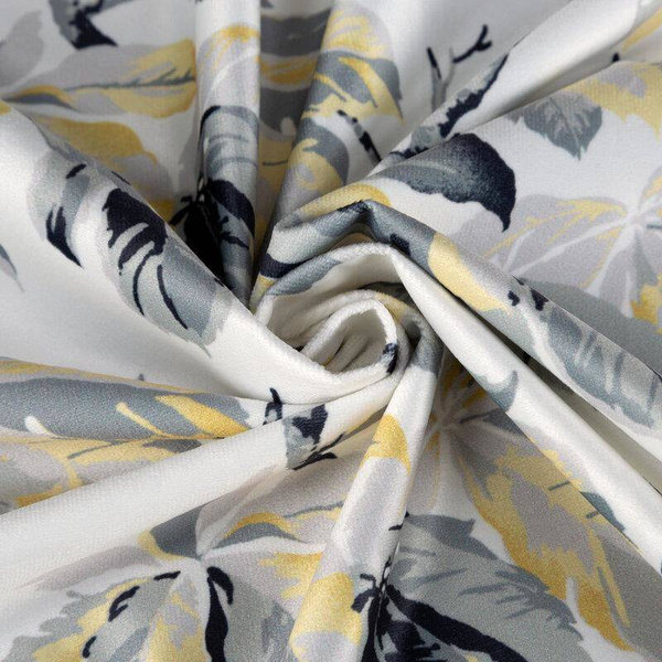 Zavjesa od mekog baršuna ukrašena printom listova kestena 140x250 Melisa