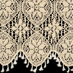 Kuhinjska zavjesa u boho stilu ukrašena suptilnim resama 150x60 cm MOLY tunel