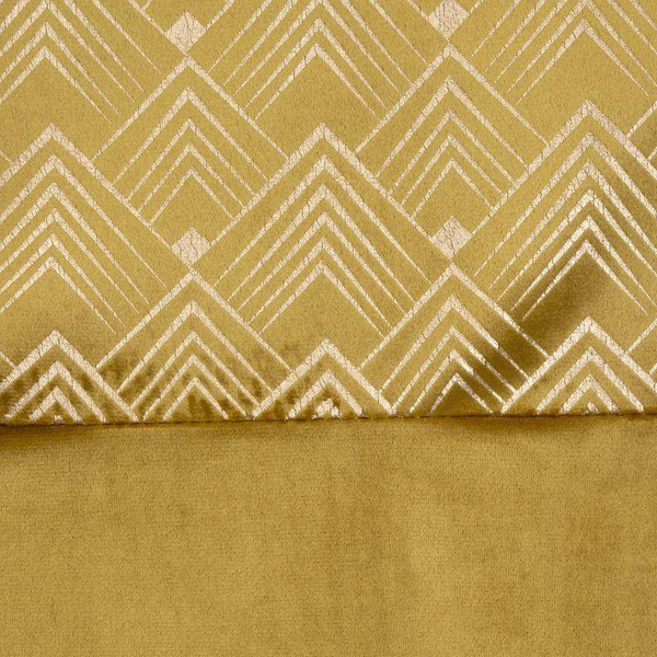 Baršunasta zavjesa s ukrasnom trakom i svijetlozlatnim geometrijskim printom na gornjem dijelu 140x250 Elen