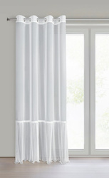 Bijela zavjesa od fine mreže ukrašena naborima i čipkom, 140x250 cm - HANA
