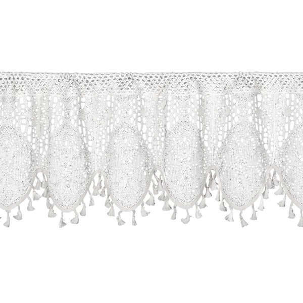 Ažurirana zavjesa za kuhinju 150x30 u boho stilu ukrašena suptilnim resama Moly