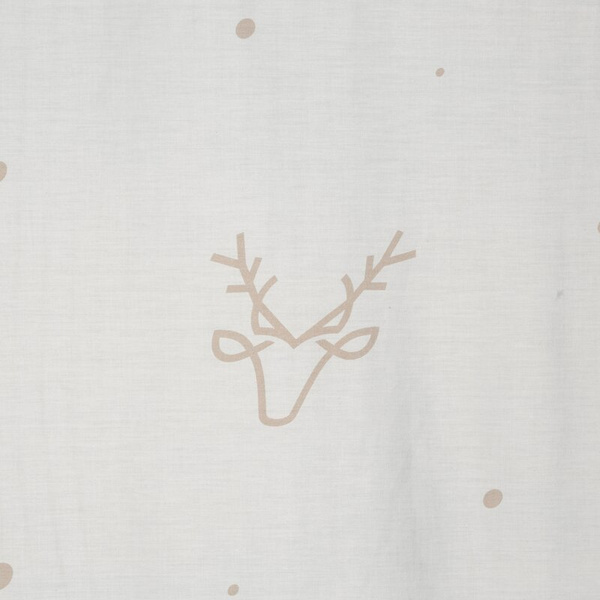 Božićni set posteljine 140x200 cm pamučni saten, bijela, bež, ukrašen suptilnim printom sobova BOSQUE