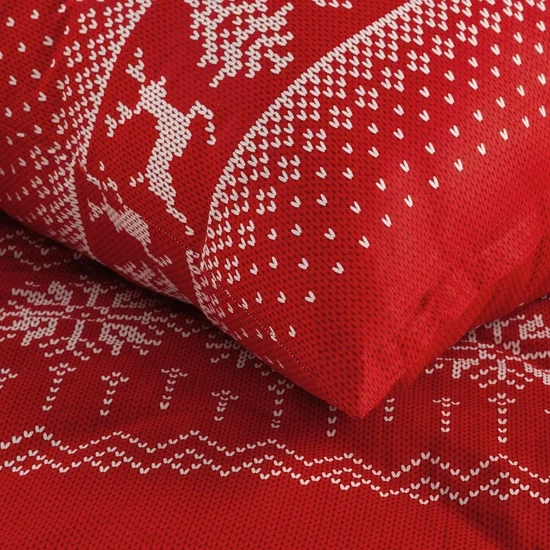 Božićna posteljina s printom pahuljama i sobova 160x200 mikrovlakno Noel