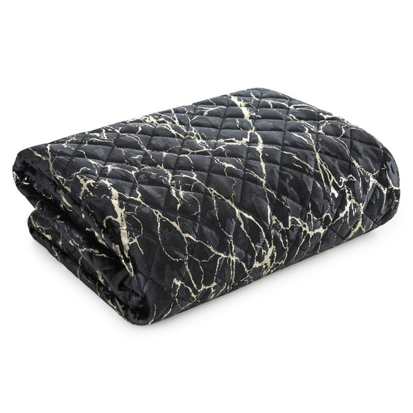 PREMIUM baršunasti pokrivač 220x240 prošiven metodom vrućeg prešanja sa sjajnim mramornim uzorkom Blink 4