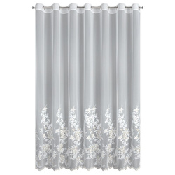 Krem mrežasta zavjesa ukrašena vezom s koncem boje šampanjca, 300x250 cm - ALIRA