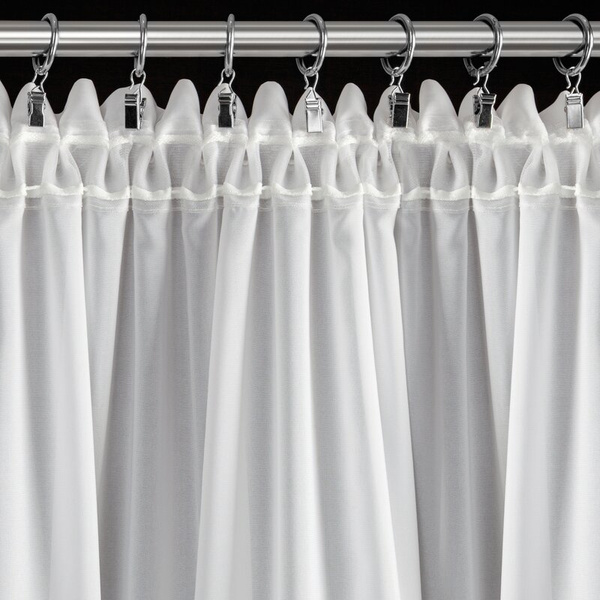 Bijela šifonska zavjesa za kuhinju ukrašena 3D ružama, 70x150 cm- ROSES11 Eva Minge