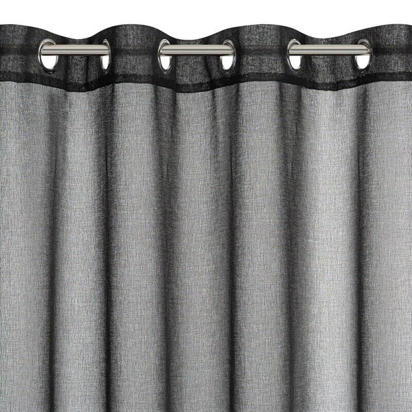 Crna zavjesa s krznenom aplikacijom 140x250 Marion