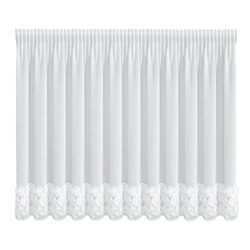 Bijela šifonska zavjesa 300x120 ukrašena 3D aplikacijom ruže, traka - ROSES8 - Eva Minge