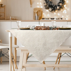 Božićni stolnjak 85x85 cm ukrašen nježnim printom, bež, lanena struktura