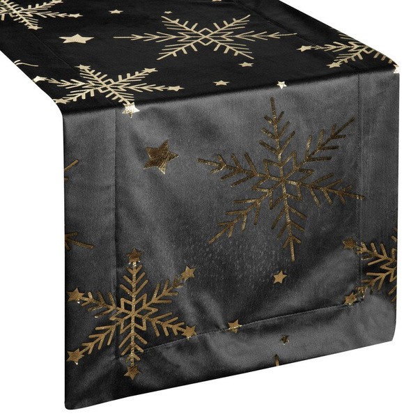 Božićni nadstolnjak za stol 40x140 cm, baršun ukrašen pahuljicama