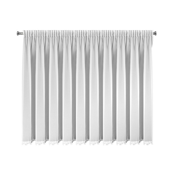 Bijela šifonska zavjesa ukrašena izvezenom aplikacijom, traka 400x140 cm, LILI