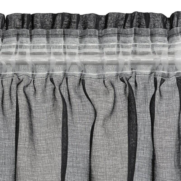 Crna zavjesa s krznenom aplikacijom na traci 140x270 Marion