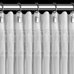 Bijela šifonska zavjesa 300x120 ukrašena 3D aplikacijom ruže, traka - ROSES8 - Eva Minge