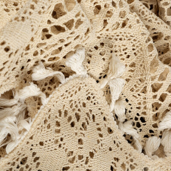 Kuhinjska zavjesa u boho stilu ukrašena suptilnim resama 150x60 cm MOLY tunel