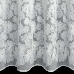 Bijela mrežasta zavjesa ukrašena cvijećem i malim 3D perlicama,, 140x250 cm, rupice - JASMIN 2 Eva Minge