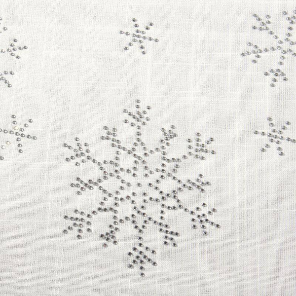 Trkač za stol krem božićni stolnjak sa aplikacijom srebrnih cirkona 40x180 Judith