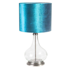 Stolna lampa staklena sa tirkiznim abažurom od sjajnog baršuna 32x32x61 KIM