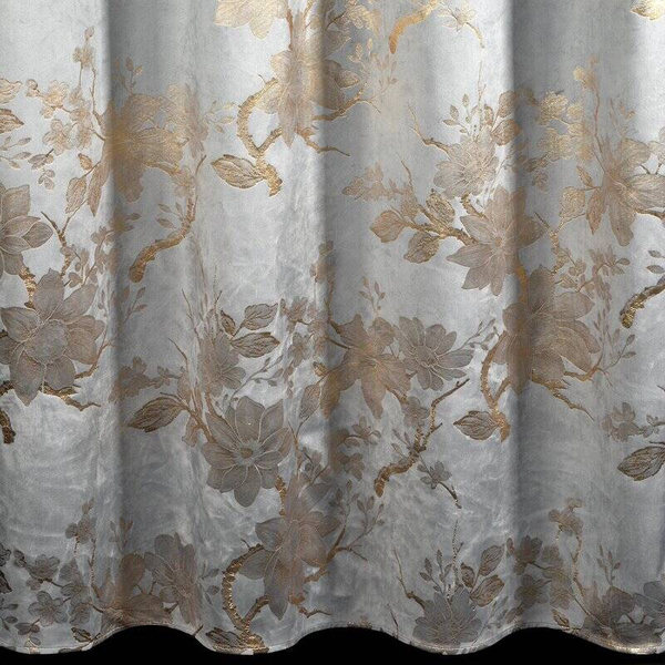 Tamno siva zavjesa ukrašena printom sjajnog cvijeća, 140x250 cm - CELIA