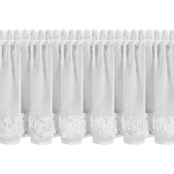 Bijela šifonska zavjesa za kuhinju ukrašena 3D ružama, 40x150 cm- ROSES11 Eva Minge