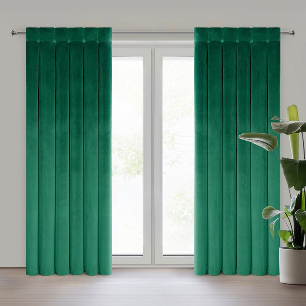 Baršunasta zavjesa ukrašena dubokim naborima i gumbima 85x250 cm (dimenzije zavjese dane nakon sklapanja) zavjesa s tregerima - ALITA