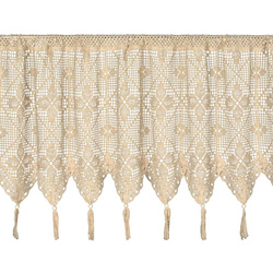 Ažurna kuhinjska zavjesa 150x60 u boho stilu s ukrasnim resicama MARTHA 