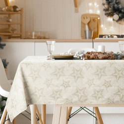Pamučni božićni stolnjak 145x350 cm krem, zlatni ukrašen uzorkom zvijezde Winter