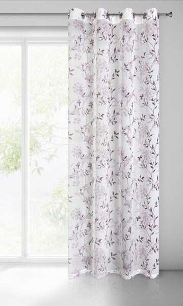 Poluprozirna zavjesa 140x250 od svijetlog mat etamina sa printom cvijeća 140x250 cm Fiona