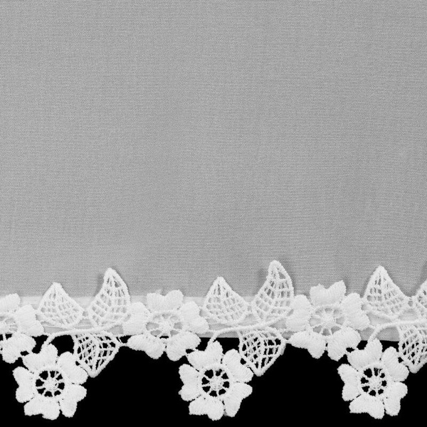 Bijela šifonska zavjesa ukrašena izvezenom aplikacijom, 400x140 cm, LILI