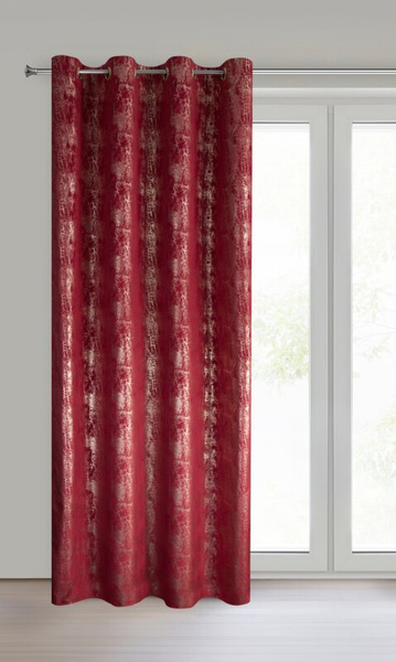 Bordo baršunasta zavjesa sa sjajnim printom, 140x250 cm - INGRID