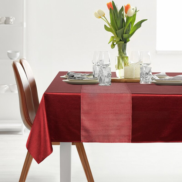 Set stolnjaka i nadstolnjaka, crvena 140x220 cm, satenski sjaj - GLAMO