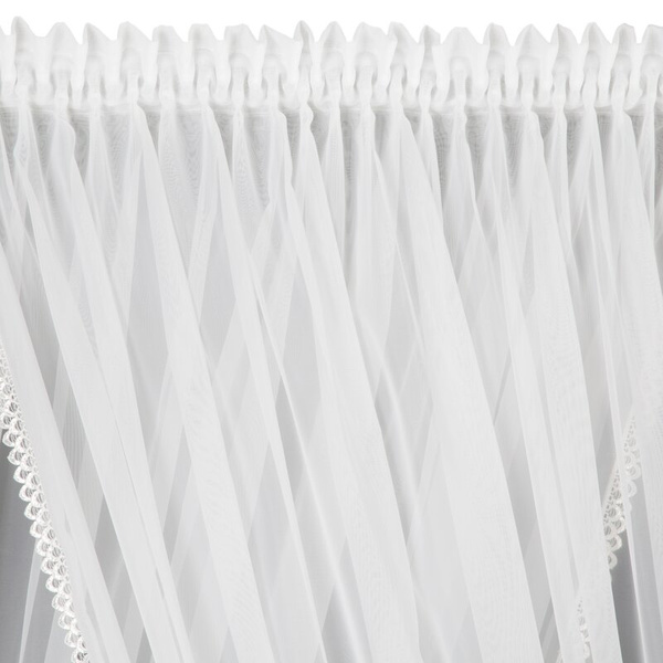 Bijela zavjesa 400x250 cm s ukrasnom čipkom i vezicom - CAROLINE