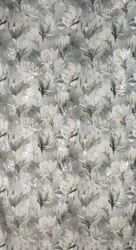 Zavjesa od baršuna s floralnim printom istaknutim srebrnim listićima sa flex trakom140x300 cm siva, Sandy