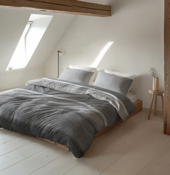 Posteljina od flanela 240x220 siva, mekana na dodir Stone Stripe