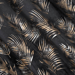 Crna zavjesa od mekog baršuna sa sjajnim printom palminog lišća 140x250 Gloria 
