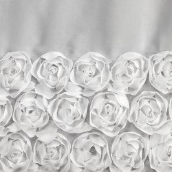 Bijela šifonska zavjesa za kuhinju ukrašena 3D ružama, 70x150 cm- ROSES11 Eva Minge
