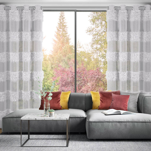 Zavjesa 140x250 od gaze ukrašena moher koncem Margaret 3